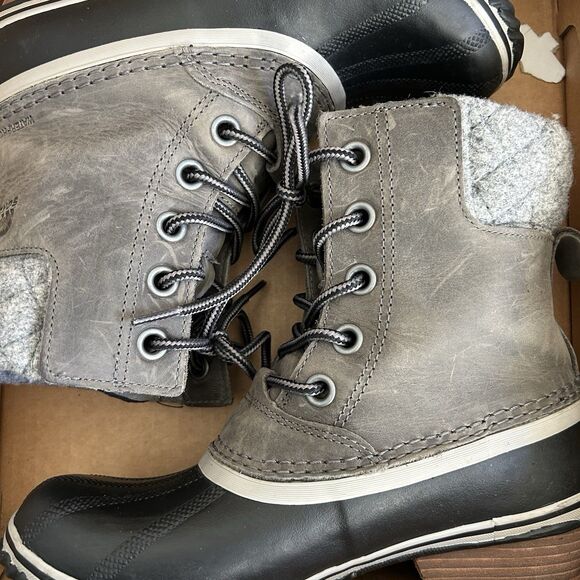 Sorel Womens Slimpack 2 Lace Winter Waterproof Ankle Boots Size 7.5 Quarry Black - Picture 12 of 14